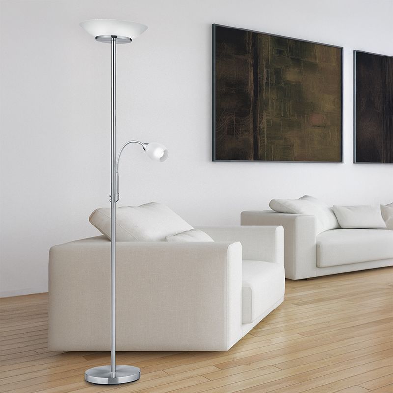 Nikkelen staande leeslamp Larry, metaal, modern