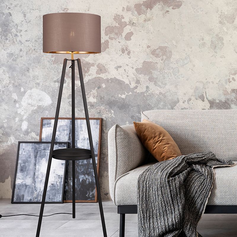 Taupe driepoot vloerlamp modern, Wendel, met schakelaar