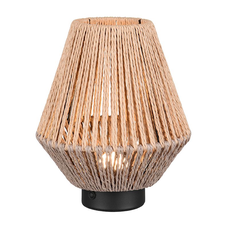 Papieren oplaadbare tafellamp bruin, Isaura, 1,5W, 3000K LED, 3-staps dimbaar