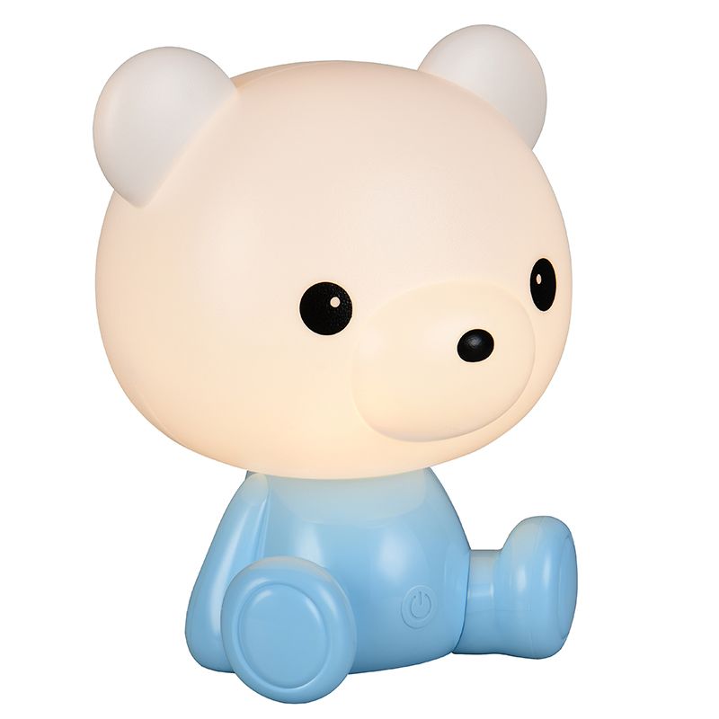 Blauwe kinderkamer tafellamp kunststof, Lumibear, 0,3W, RGB LED, met schakelaar
