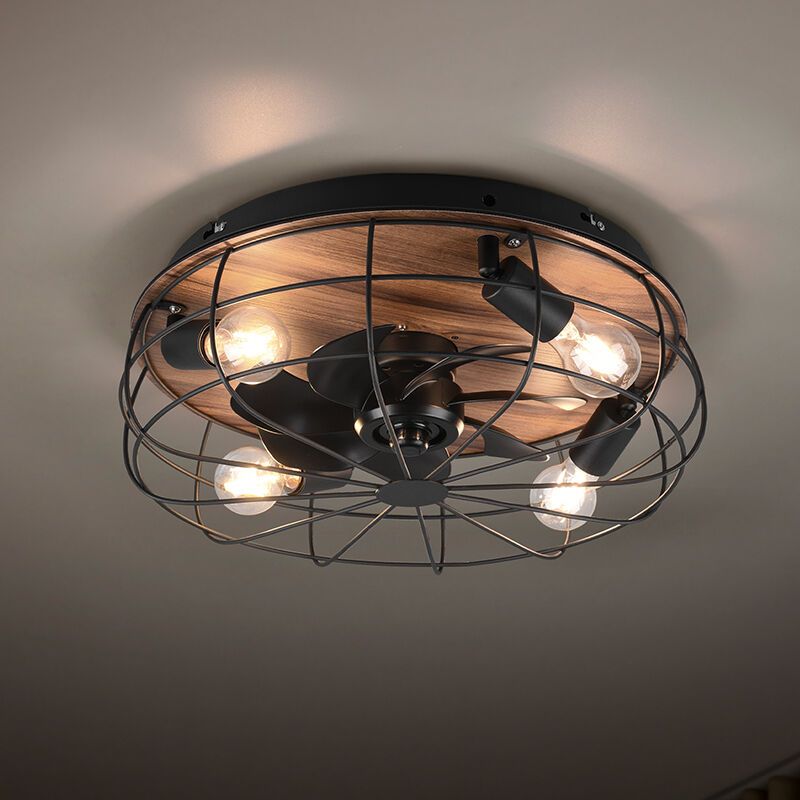 Zwarte plafondventilator Roberto, metaal, modern