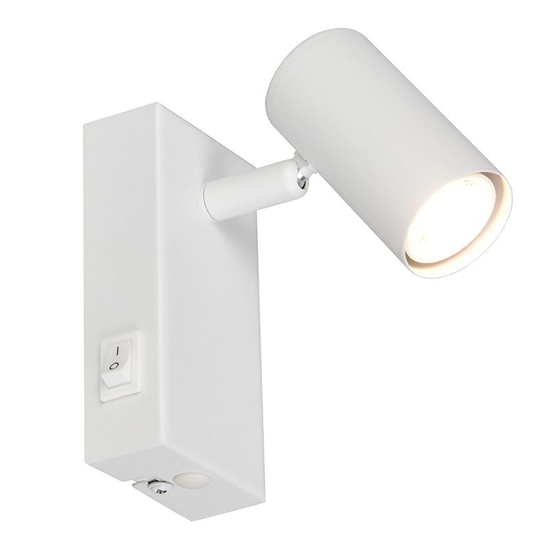 Witte wandlamp modern, Suradj, met schakelaar Witte wandlamp modern, Suradj, met schakelaar