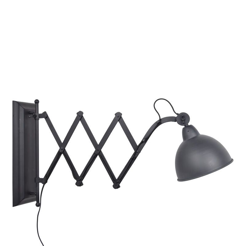 Industriële wandlamp Borani, zwart, rond