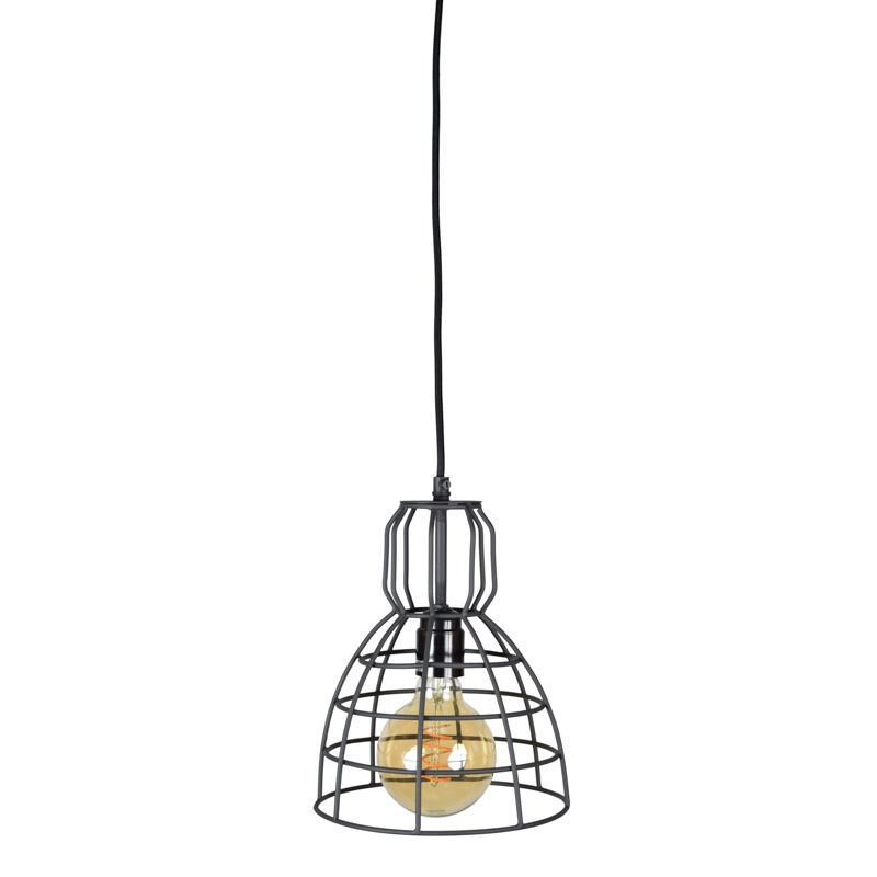 Industriële hanglamp Dexter, zwart, rond