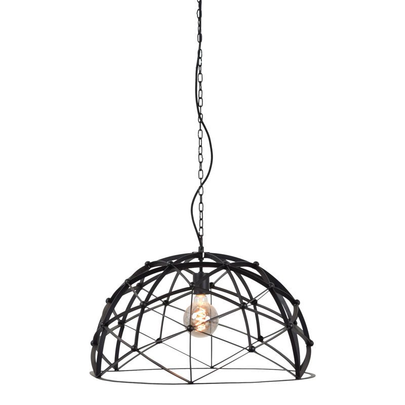 Industriële hanglamp Ladan, zwart, rond