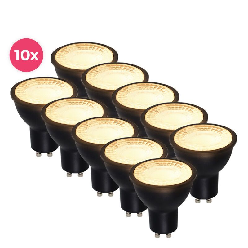 10-pack Zwarte dimbare GU10 LED spot Antonie, 5 Watt, 2700K (Warm wit) 10-pack Zwarte dimbare GU10 LED spot Antonie, 5 Watt, 2700K (Warm wit)