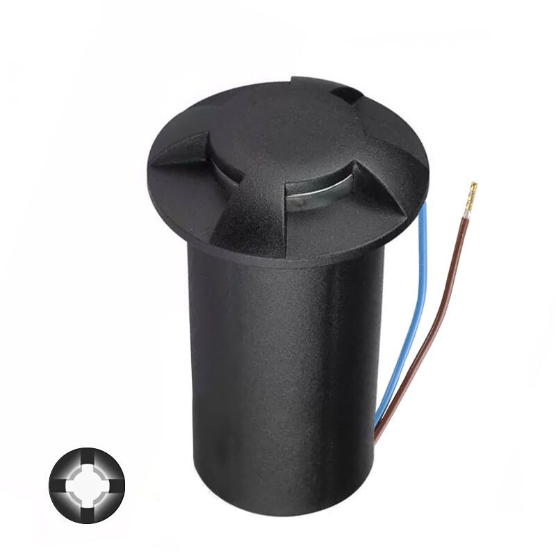 Zwarte grondspot Marcus (4 stralen), kunststof, IP67, 1W, 6500K
