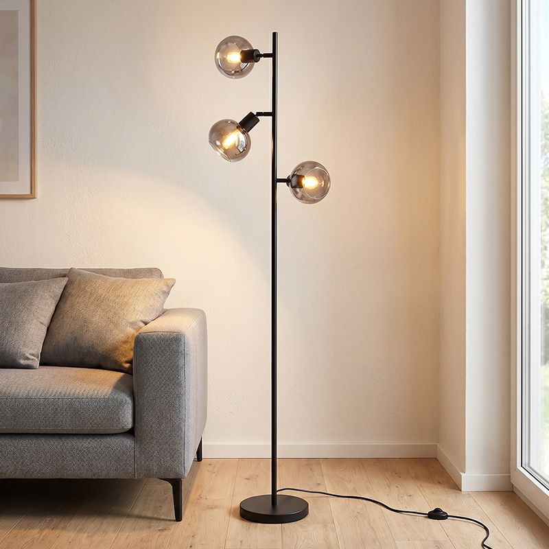 Moderne vloerlamp grijs, Avery, met schakelaar Moderne vloerlamp grijs, Avery, met schakelaar