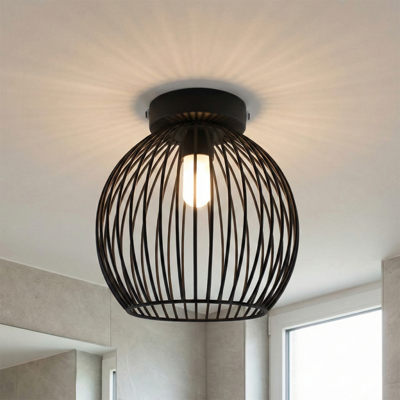 Industriële badkamer plafondlamp zwart, Wiro, IP44