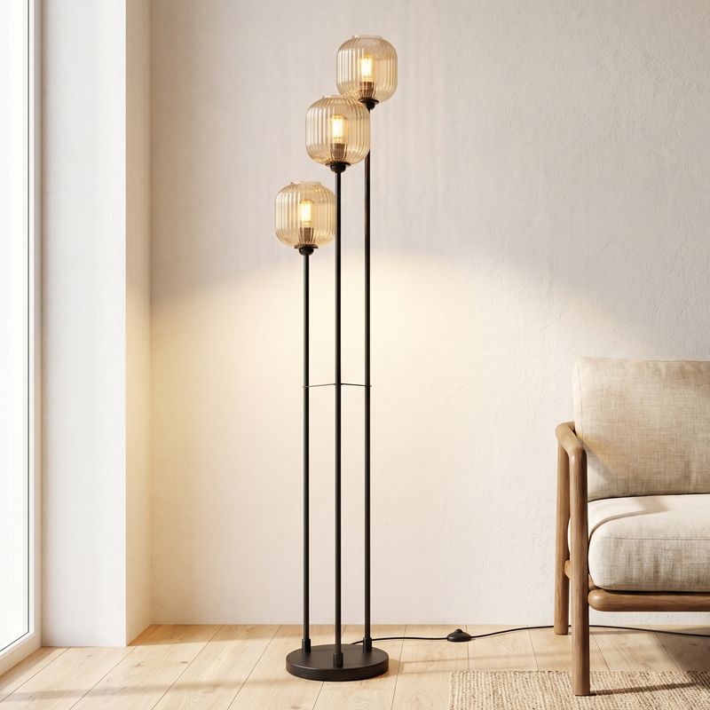 Design vloerlamp amber, Charlois, met schakelaar
