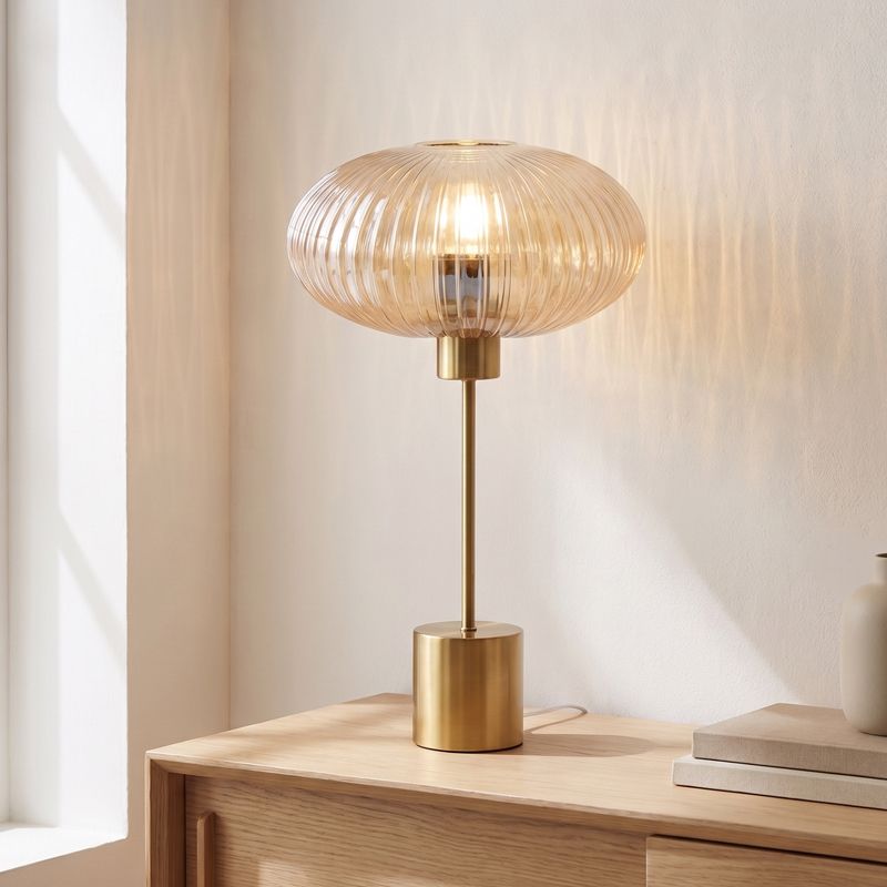 Design tafellamp amber, Charlois, met schakelaar