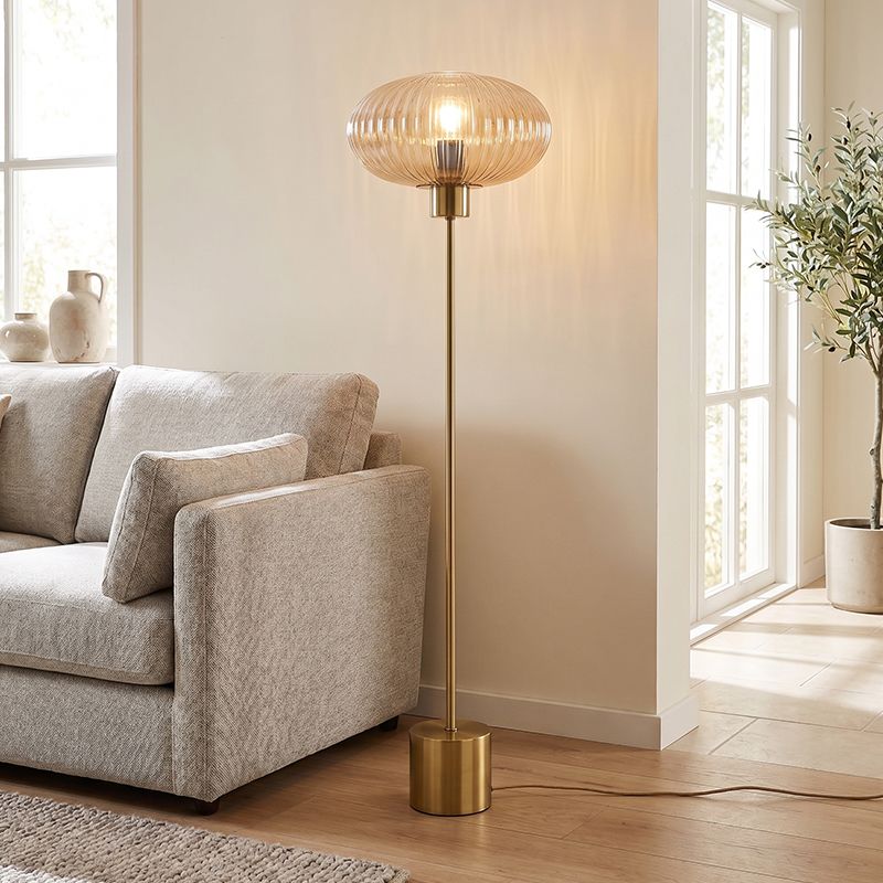 Design vloerlamp amber, Charlois, met schakelaar