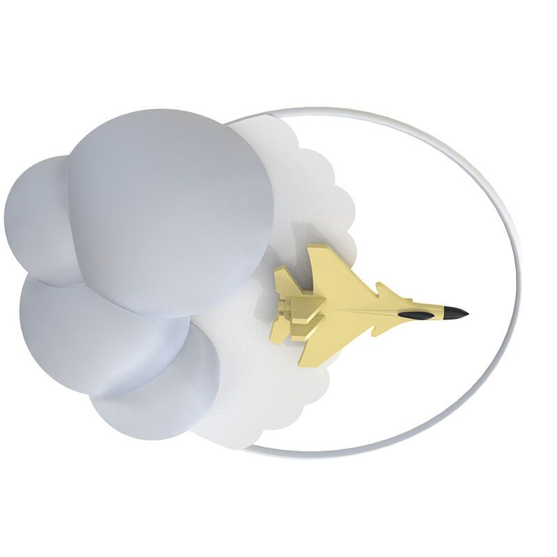 Metalen kinderkamer plafondlamp wit, Straaljager, 37W, 3000K LED, 3-staps dimbaar Metalen kinderkamer plafondlamp wit, Straaljager, 37W, 3000K LED, 3-staps dimbaar