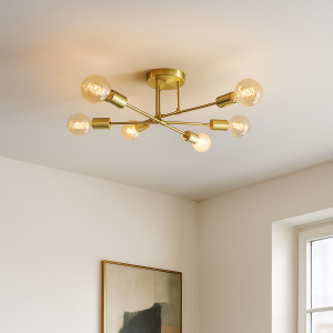 Moderne plafondlamp goud, Amos