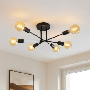 Moderne plafondlamp zwart, Amos