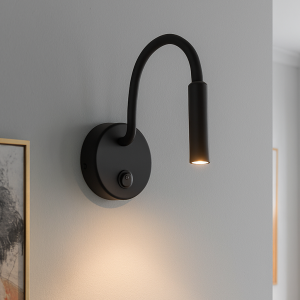 Moderne bedlamp zwart, Fiona, met schakelaar