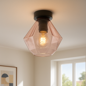 Retro plafondlamp roze, Anoek