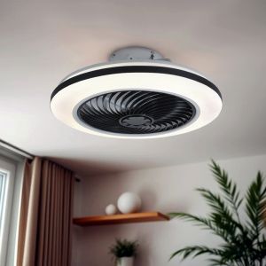Moderne plafondventilator zwart, Hale, 40W, 3000K LED, met afstandsbediening