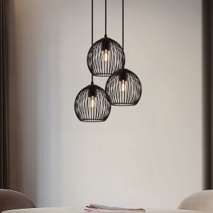 Zwarte ronde 3L hanglamp Wiro bolvormig, klein