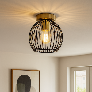 Industriële zwart met gouden plafondlamp Wiro Bolvormig klein