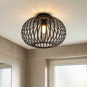 Industriële badkamer plafondlamp zwart, Lieve, IP44