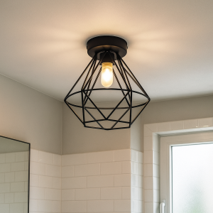 Industriële badkamer plafondlamp zwart, Jochem, IP44