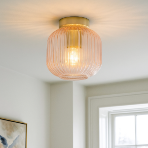 Roze plafondlamp Charlois, glas, retro