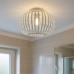 Industriële badkamer plafondlamp wit, Lieve, IP44