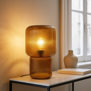 Design tafellamp bruin, Chelsea, met schakelaar