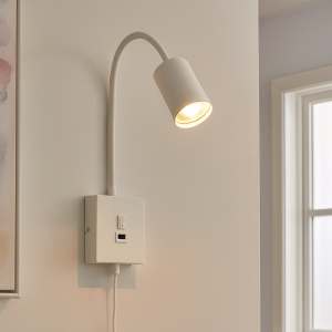 Moderne wandspot wit, Tibor, met schakelaar