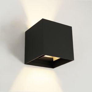 Zwarte buiten wandlamp Dion, aluminium, modern, IP65, dim-to-warm