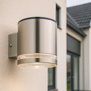 Moderne buiten wandlamp op zonne-energie chroom, Tommy, 1W, 2700K LED, IP54