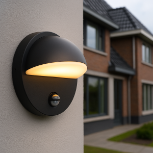 Zwarte buitenlamp met bewegingssensor Shelby, aluminium, 7w, 3000K LED