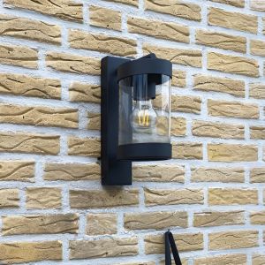 Moderne buiten wandlamp met schemersensor zwart, Musa, IP44
