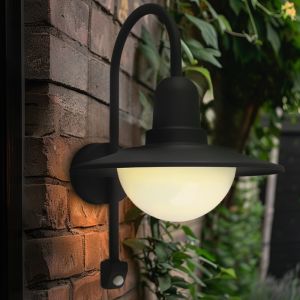 Klassieke buiten wandlamp met bewegingssensor zwart, Rolin, IP54