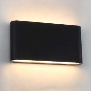 Zwarte up-down buitenlamp Cailey, met geïntegreerd LED, groot, rond