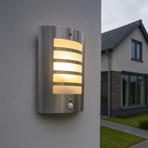 Moderne buiten wandlamp met bewegingssensor Manuel, zilver, aluminium, IP44