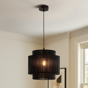 Landelijke hanglamp zwart, Sanny