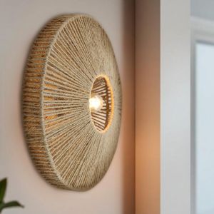 Landelijke wandlamp bruin, Sanny, met schakelaar