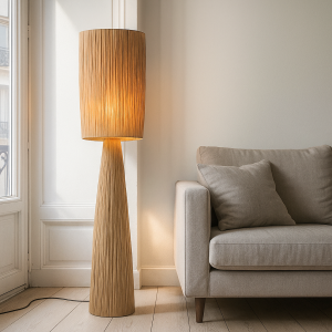 Papieren vloerlamp bruin, Daisy, met schakelaar