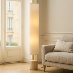 Moderne vloerlamp beige, Ghislaine, met schakelaar