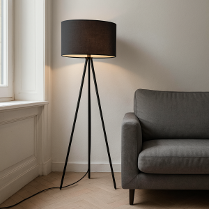 Moderne vloerlamp zwart, Janou, met schakelaar