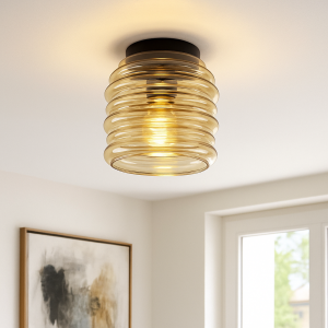 Glazen plafondlamp amber, Karen