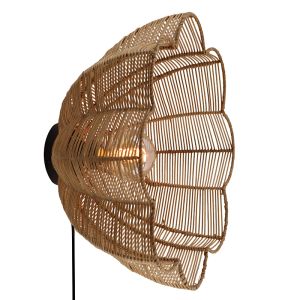 Rotan wandlamp bruin, Heather, met schakelaar