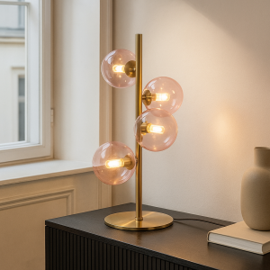 Design tafellamp roze, Remo, met schakelaar