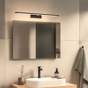 Moderne spiegelverlichting zwart, Steffy, 8W, 3000K LED, IP44