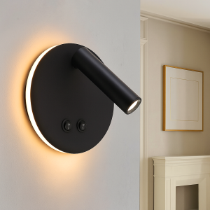 Moderne wandlamp zwart, Robbie, 10W, 4000K LED, met schakelaar