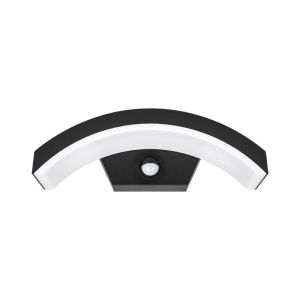 Moderne buiten wandlamp met bewegingssensor zwart, Sadik, 9W, 4000K LED, IP54