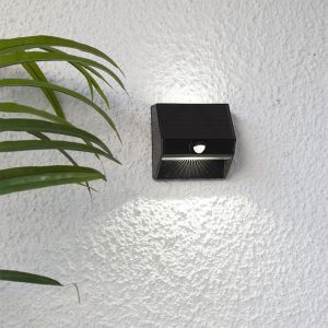 Kunststof buiten wandlamp op zonne-energie zwart, Amier, 0,06W, 5000K LED, IP44