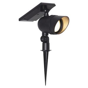 Aluminium solar prikspots zwart, Ancilla, 0,064W, 3000K LED, IP44